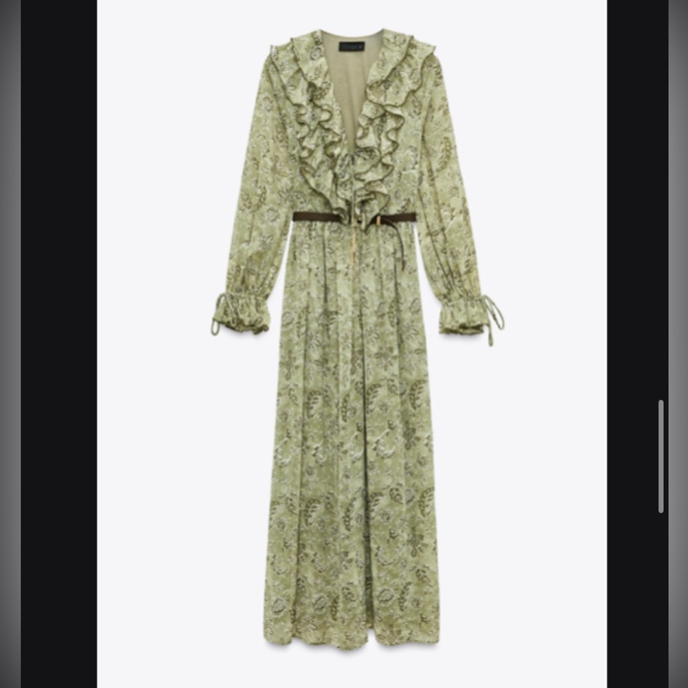 Zara Green Floral Maxi Dress